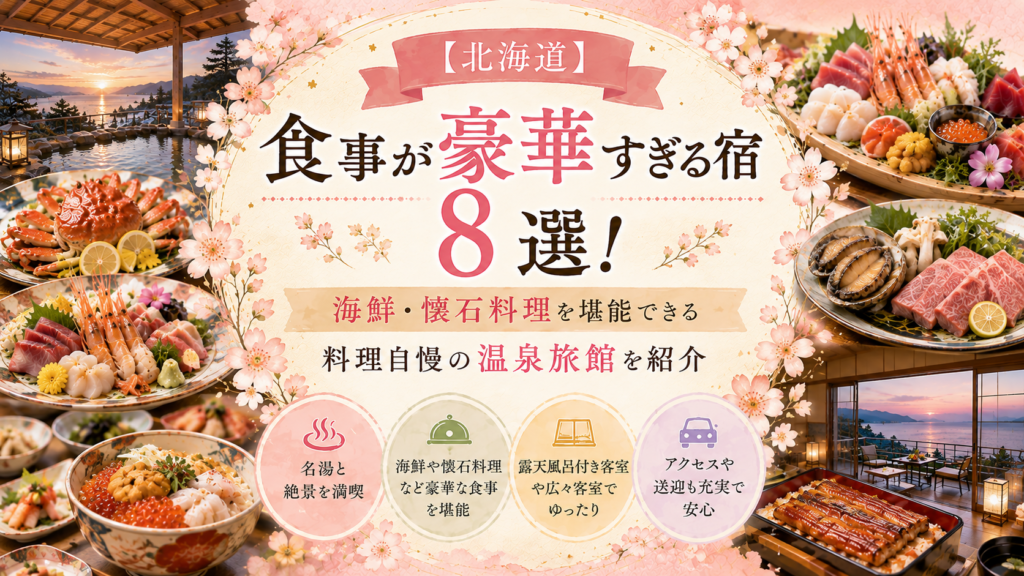 【北海道】食事が豪華すぎる宿8選！海鮮・懐石料理を堪能できる料理自慢の温泉旅館を紹介