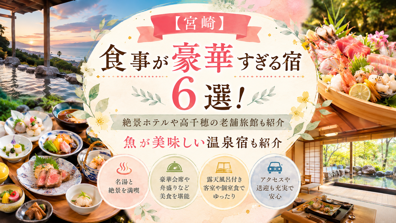 【宮崎】食事が豪華すぎる宿6選！絶景ホテルや高千穂の老舗旅館も紹介