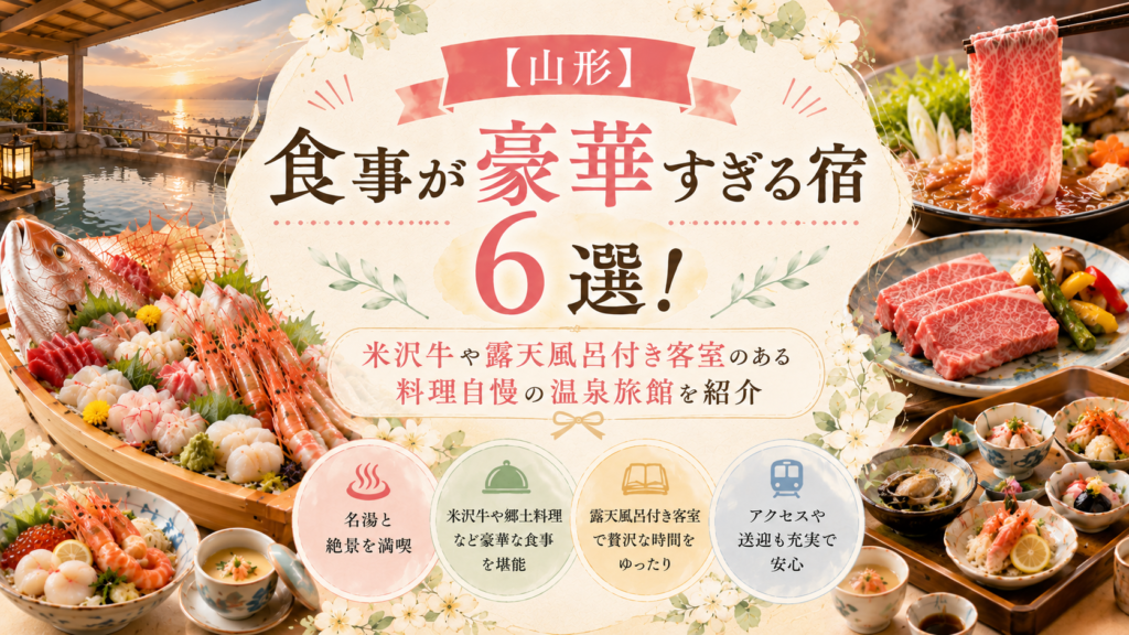【山形】食事が豪華すぎる宿6選！米沢牛や露天風呂付き客室のある料理自慢の温泉旅館を紹介