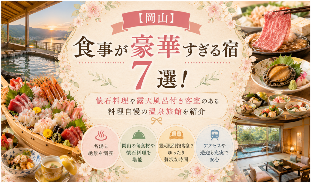 【岡山】食事が豪華すぎる宿7選！懐石料理や露天風呂付き客室のある料理自慢の温泉旅館を紹介