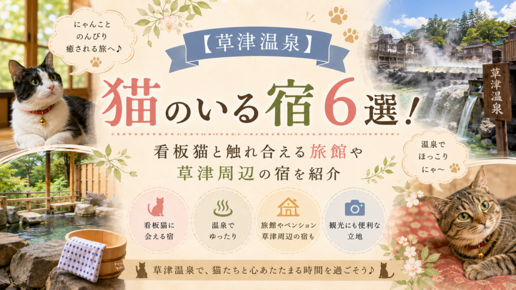 【草津温泉】猫のいる宿6選！看板猫と触れ合える旅館や草津周辺の宿を紹介